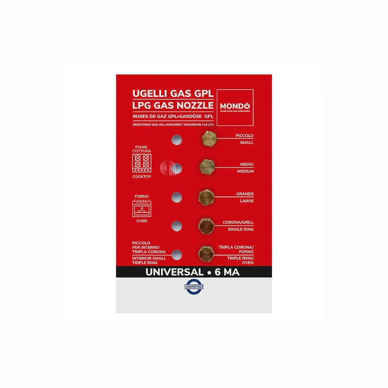 UNIVERSALE, MONDO - Set 5 Gasdüsen LPG 6MA für Kochfeld - AST-00537504