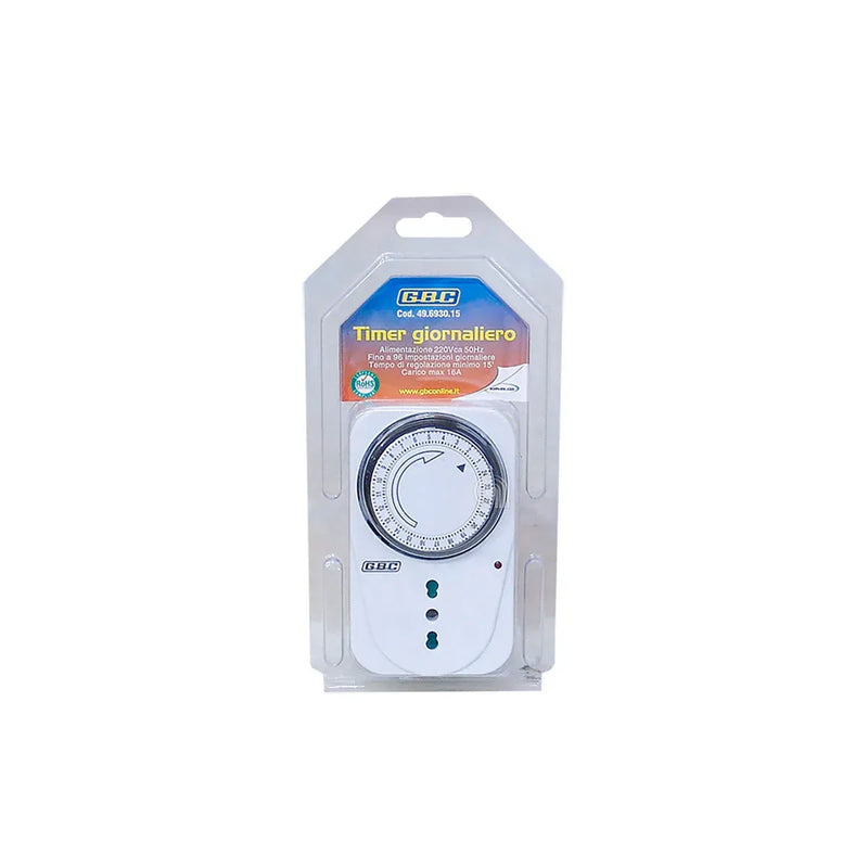 Timer mecánico 24h 16A GBC para control eléctrico doméstico