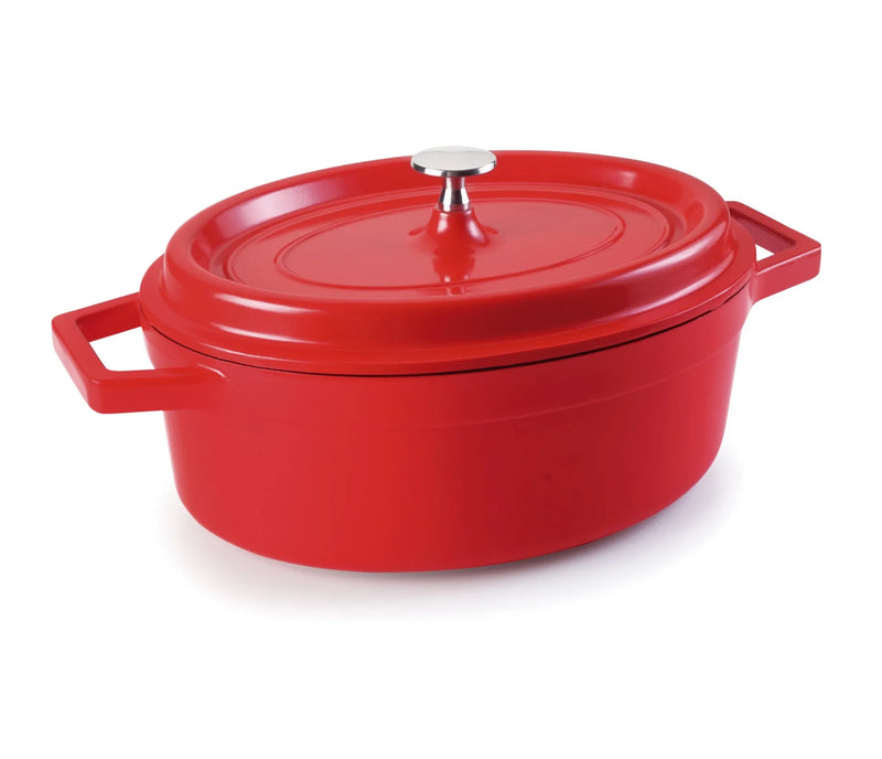 LACOR Cacerola oval con tapa roja Cocotte 25927