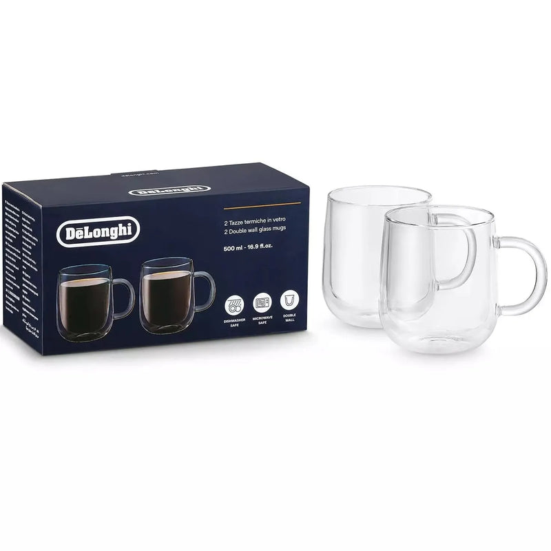 DeLonghi tazas de vidrio de doble pared, 500 ml, pack de 2 DLSC327