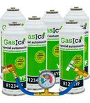 Pack 6 botellas gas refrigerante GASICA YF - R1234yf + manómetro